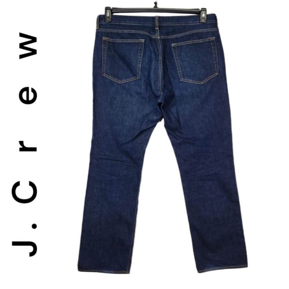 J.Crew Men's Denim Blue Jeans Straight Flat Front 5 pockets Fit Relaxed  Size 36